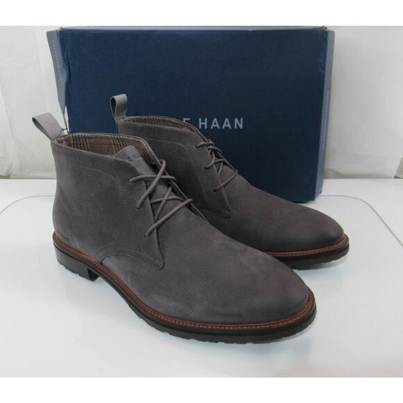 Men\'s Cole Haan Berkshire Size 10 M Lug Sole Water Resistant Chukka Boot Grey